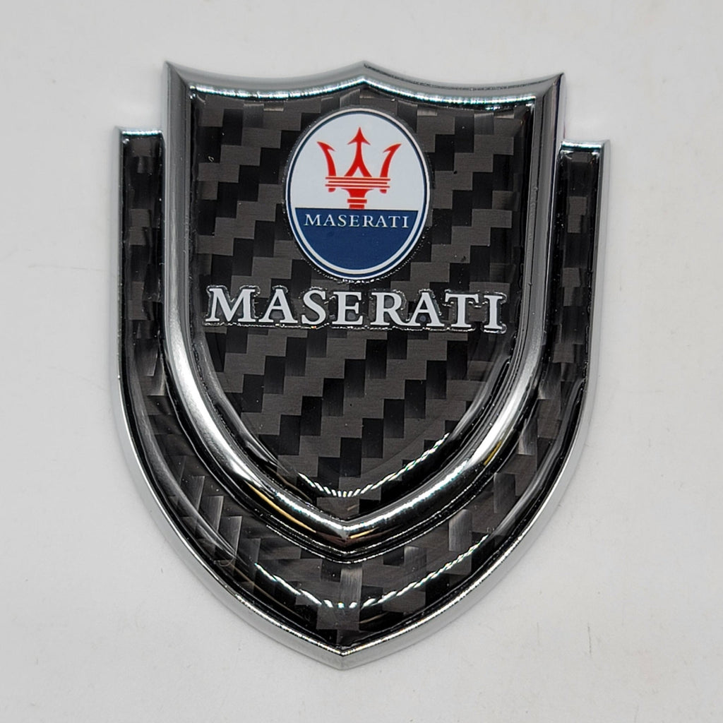 BRAND NEW MASERATI 1PCS Metal Real Carbon Fiber VIP Luxury Car Emblem Badge Decals