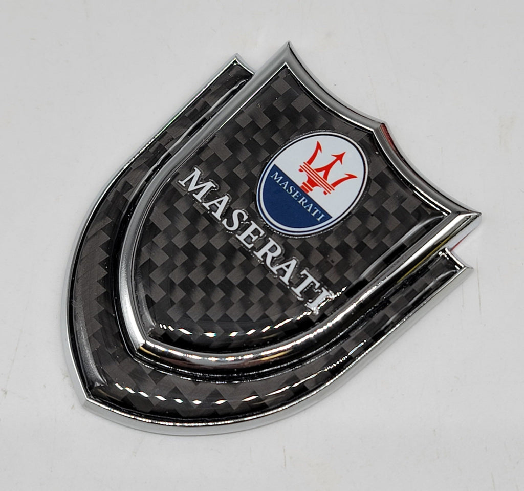 BRAND NEW MASERATI 1PCS Metal Real Carbon Fiber VIP Luxury Car Emblem Badge Decals