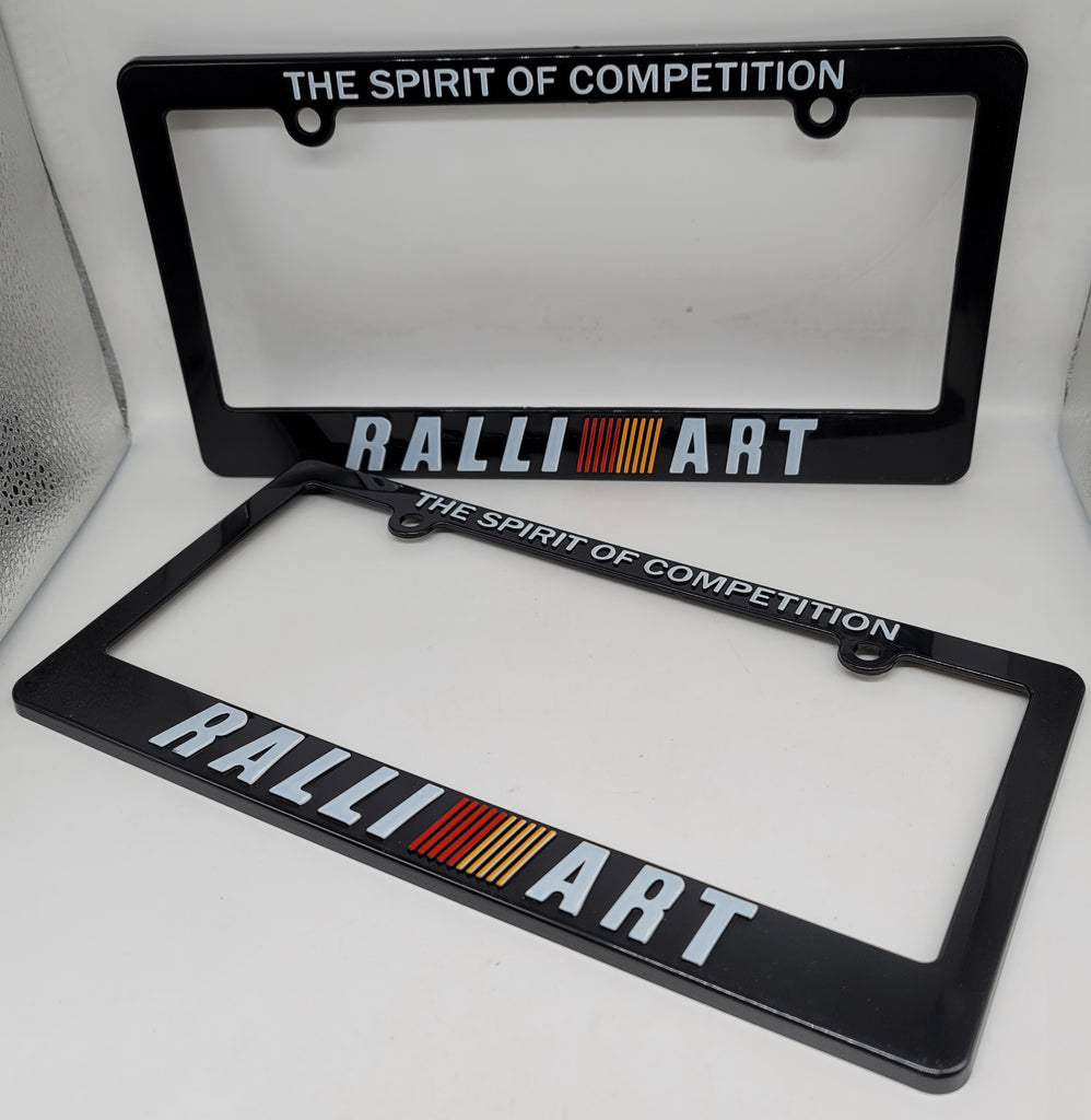 Brand New Universal 2PCS RALLIART ABS Plastic Black License Plate Frame Cover