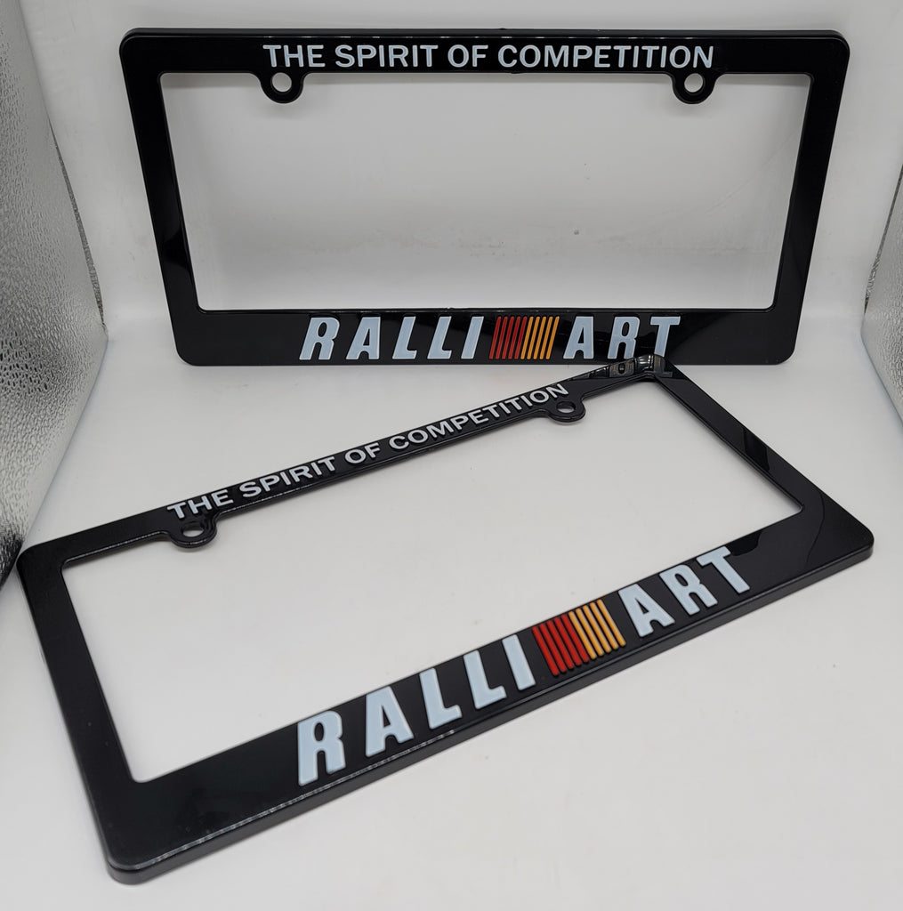 Brand New Universal 2PCS RALLIART ABS Plastic Black License Plate Frame Cover