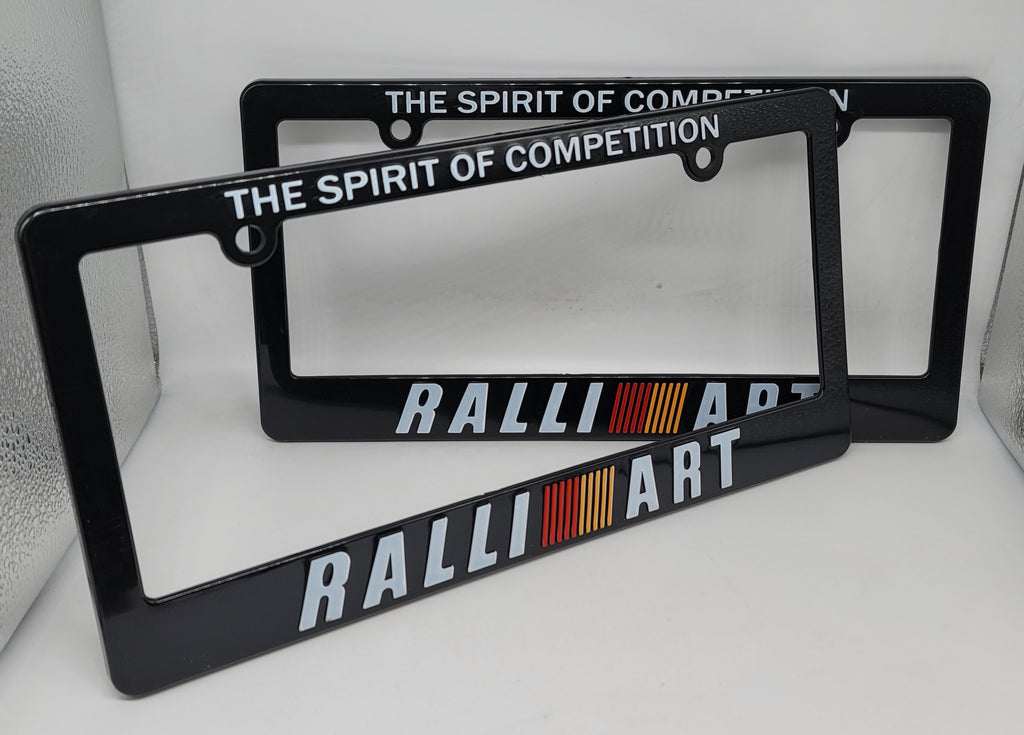 Brand New Universal 2PCS RALLIART ABS Plastic Black License Plate Frame Cover