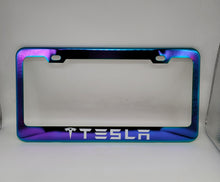 Load image into Gallery viewer, Brand New Universal 1PCS TESLA Neo Chrome Titanium Metal Steel License Plate Frame