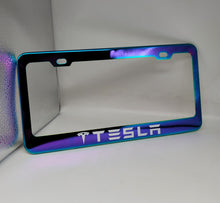 Load image into Gallery viewer, Brand New Universal 1PCS TESLA Neo Chrome Titanium Metal Steel License Plate Frame