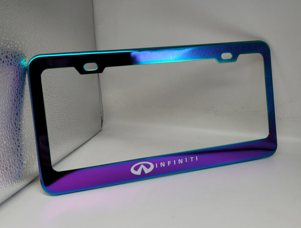 Brand New Universal 1PCS INFINITI Neo Chrome Titanium Metal Steel License Plate Frame