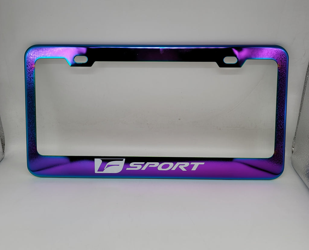 Brand New Universal 1PCS LEXUS F SPORT Neo Chrome Titanium Metal Steel License Plate Frame