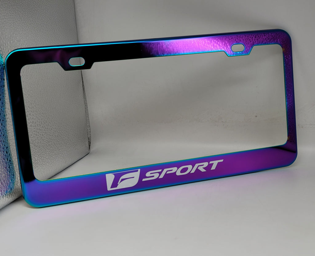 Brand New Universal 1PCS LEXUS F SPORT Neo Chrome Titanium Metal Steel License Plate Frame