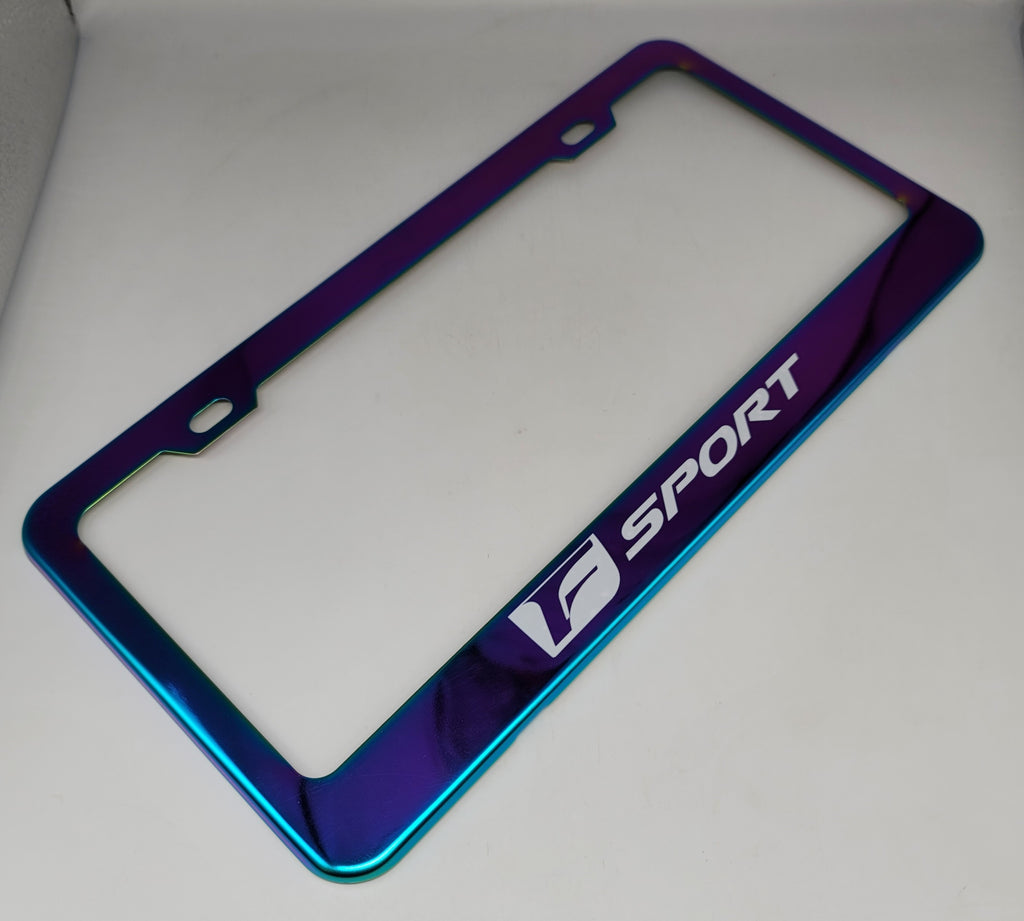 Brand New Universal 1PCS LEXUS F SPORT Neo Chrome Titanium Metal Steel License Plate Frame