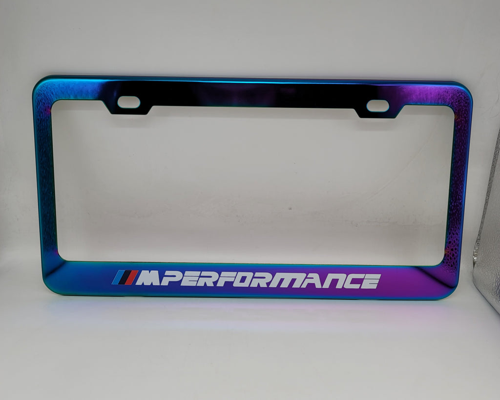 Brand New Universal 1PCS BMW M PERFORMANCE Neo Chrome Titanium Metal Steel License Plate Frame