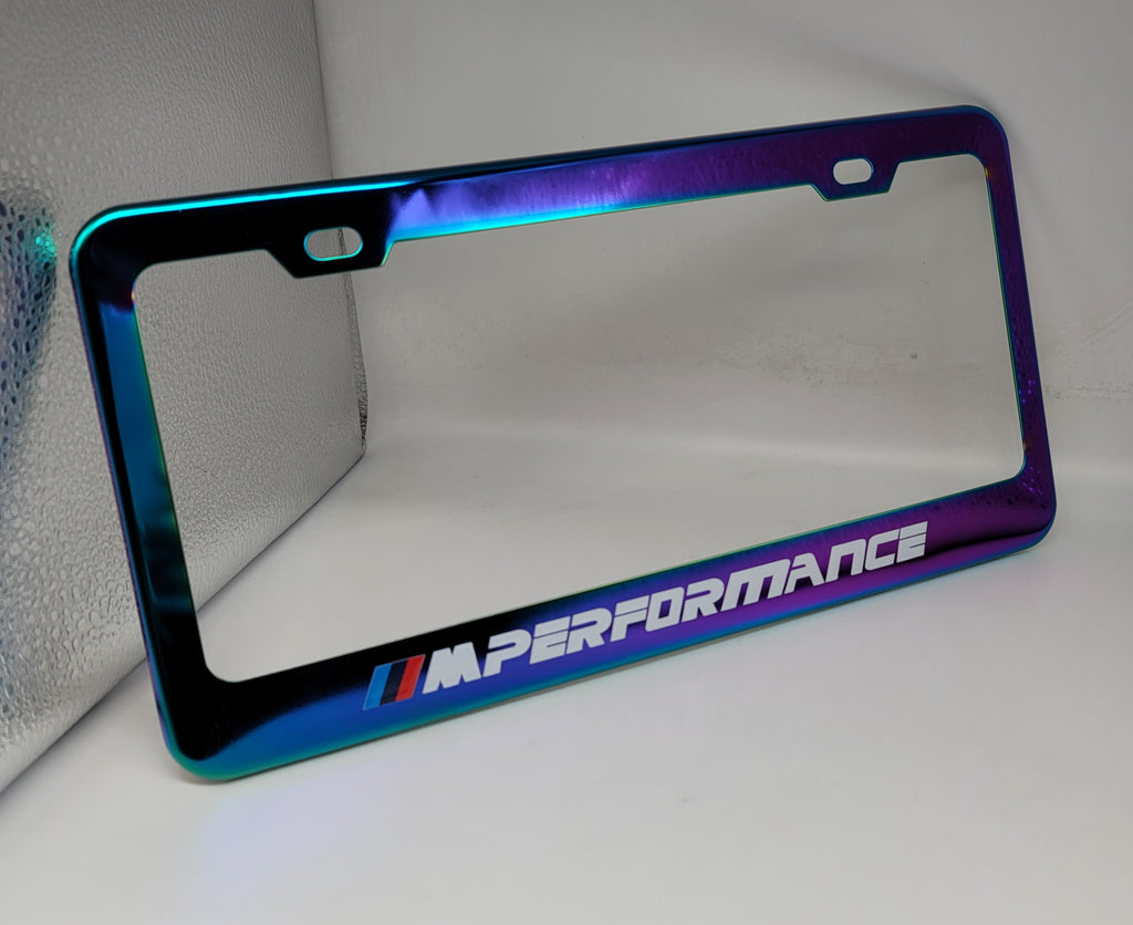 Brand New Universal 1PCS BMW M PERFORMANCE Neo Chrome Titanium Metal Steel License Plate Frame