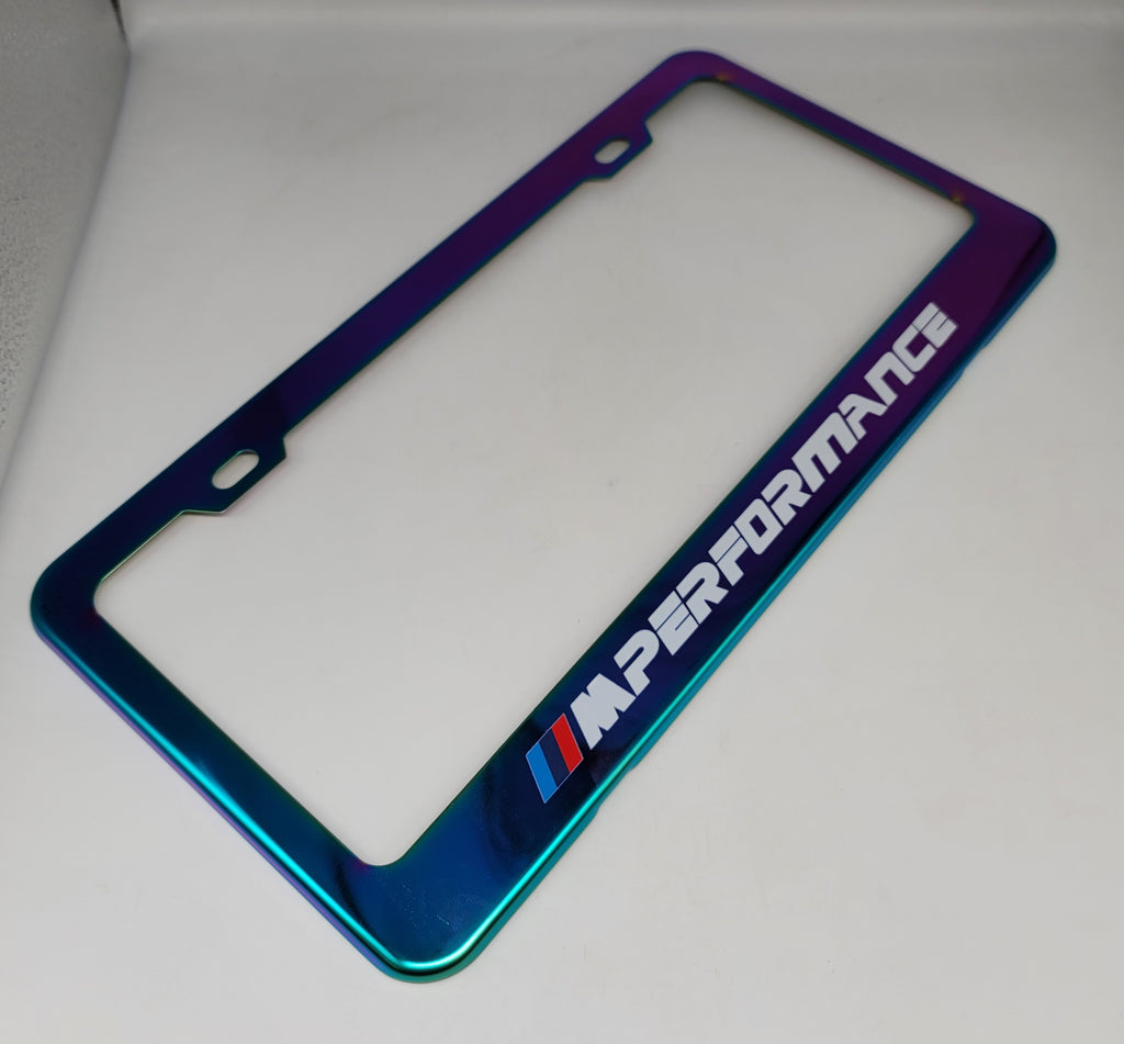 Brand New Universal 1PCS BMW M PERFORMANCE Neo Chrome Titanium Metal Steel License Plate Frame