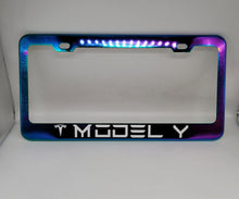 Load image into Gallery viewer, Brand New Universal 1PCS TESLA MODEL Y Neo Chrome Titanium Metal Steel License Plate Frame