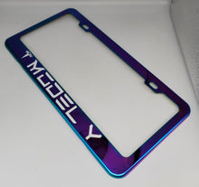 Load image into Gallery viewer, Brand New Universal 1PCS TESLA MODEL Y Neo Chrome Titanium Metal Steel License Plate Frame