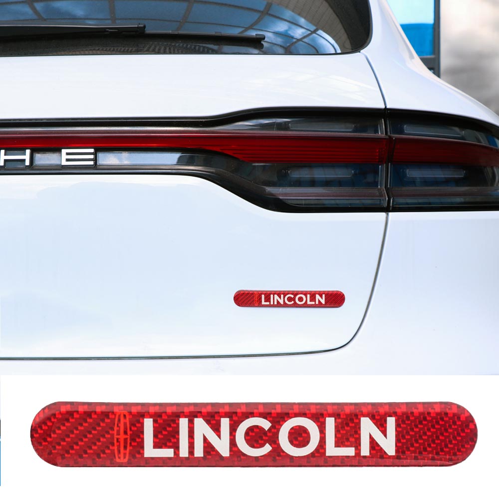 Brand New 1PCS Lincoln Real Carbon Fiber Red Car Trunk Side Fenders Door Badge Scratch Guard Sticker