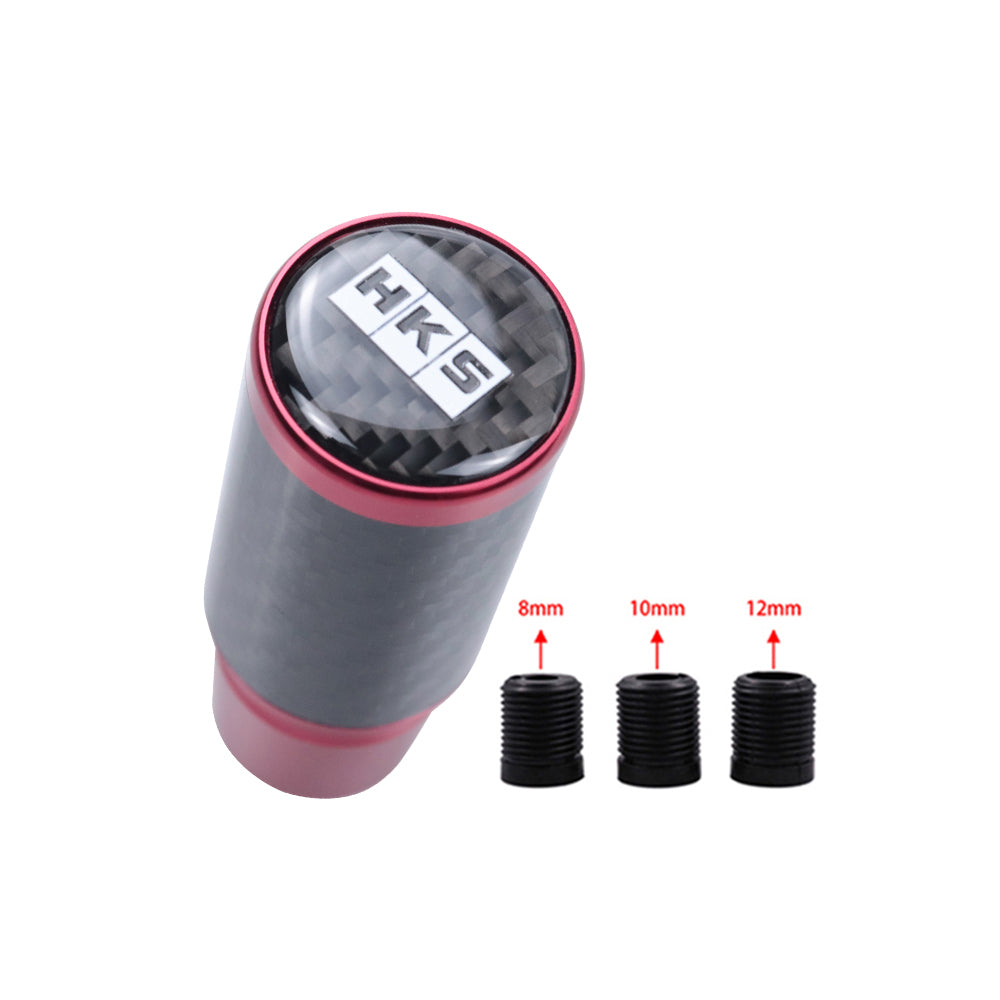 Brand New Universal HKS Red Real Carbon Fiber Racing Gear Stick Shift Knob For MT Manual M12 M10 M8