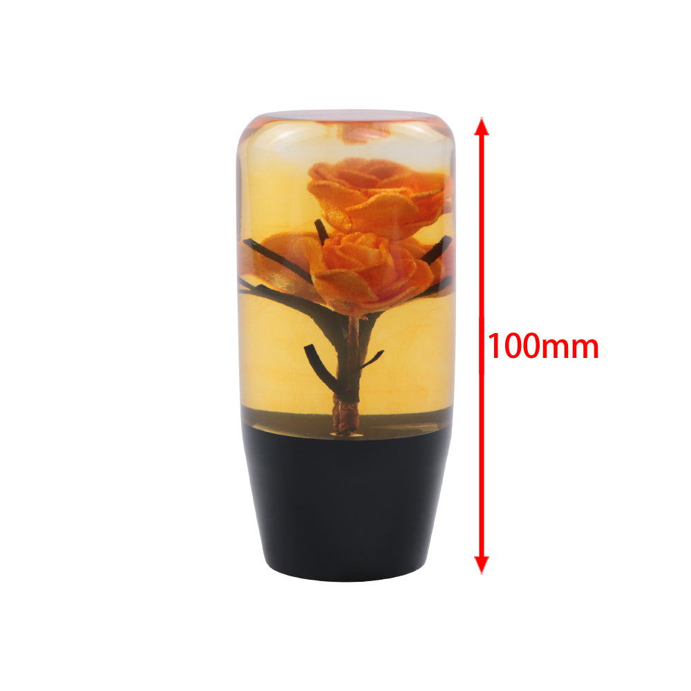 Brand New 1PCS Universal 10CM JDM Clear Orange Real Flowers Manual Car Black Base Racing Stick Shift Knob M8 M10 M12