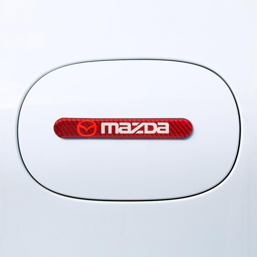 Brand New 1PCS Mazda Real Carbon Fiber Red Car Trunk Side Fenders Door Badge Scratch Guard Sticker