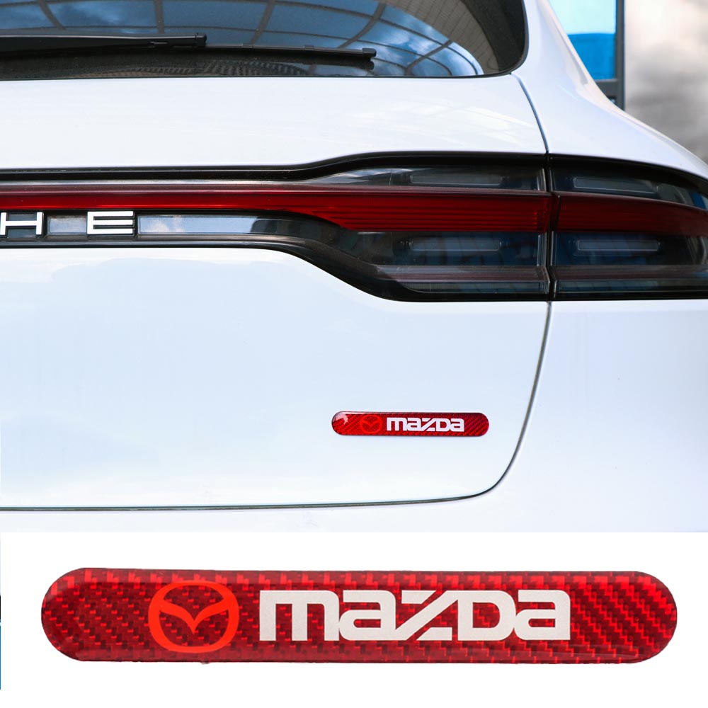 Brand New 1PCS Mazda Real Carbon Fiber Red Car Trunk Side Fenders Door Badge Scratch Guard Sticker