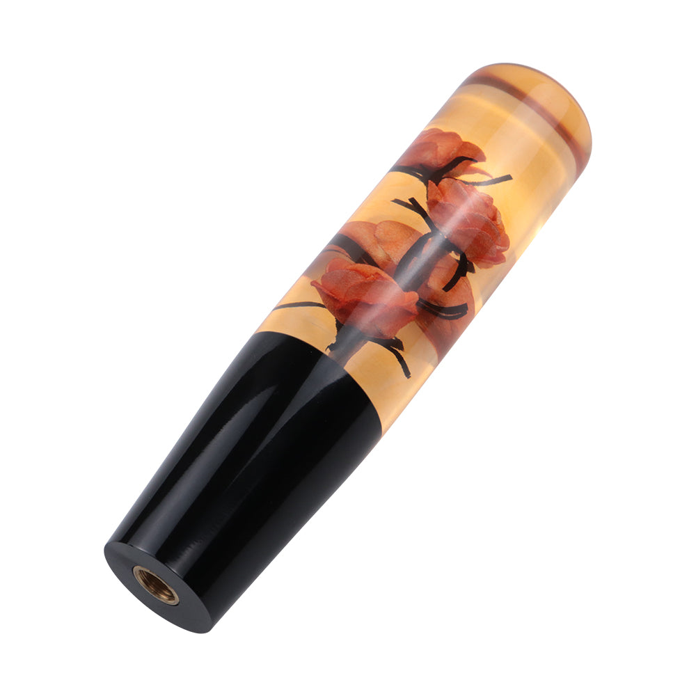 Brand New 1PCS Universal 20CM JDM Clear Orange Real Flowers Manual Car Black Base Racing Stick Shift Knob M8 M10 M12