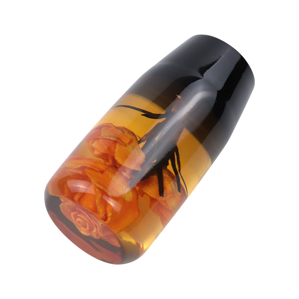 Brand New 1PCS Universal 10CM JDM Clear Orange Real Flowers Manual Car Black Base Racing Stick Shift Knob M8 M10 M12