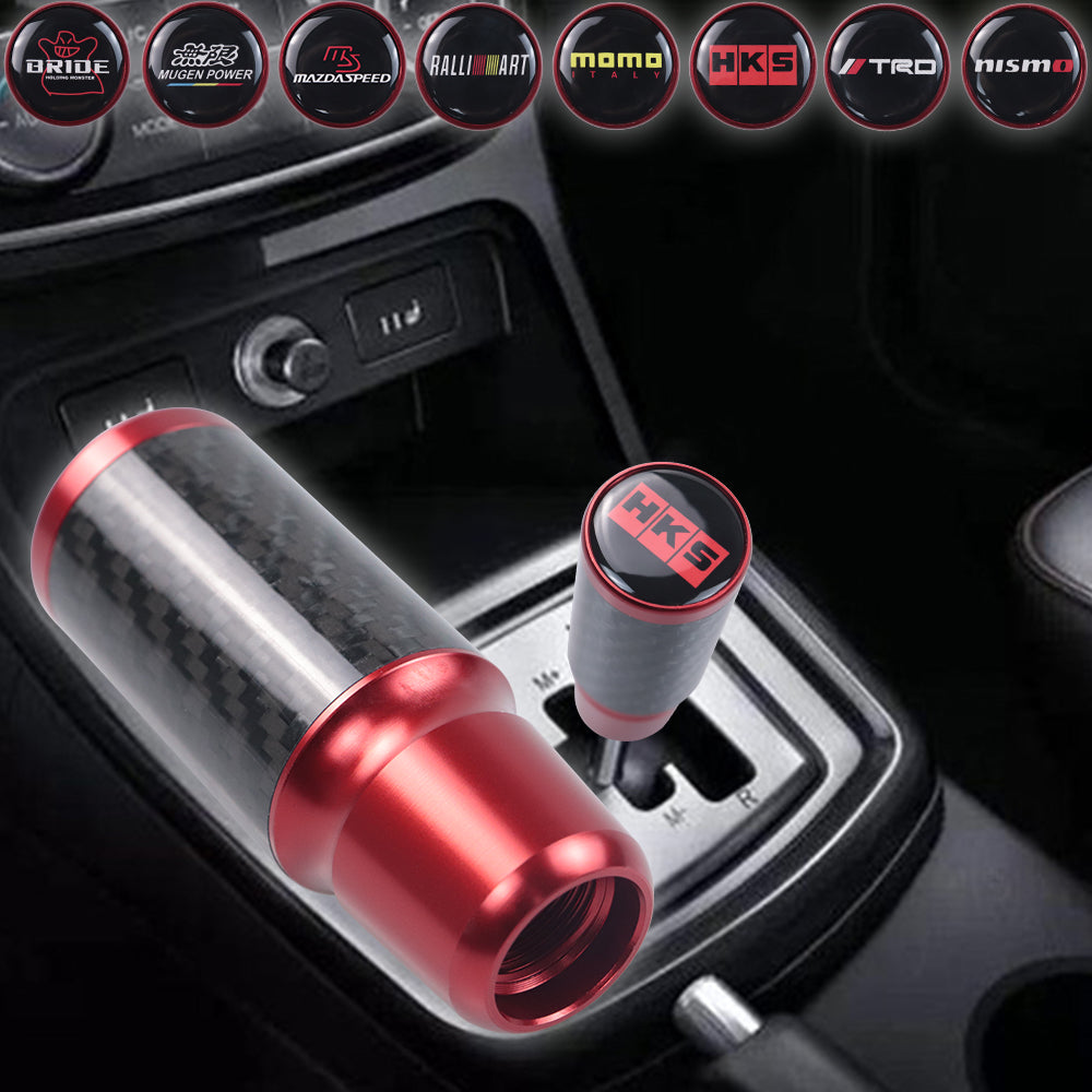 Brand New Universal HKS Red Real Carbon Fiber Racing Gear Stick Shift Knob For MT Manual M12 M10 M8