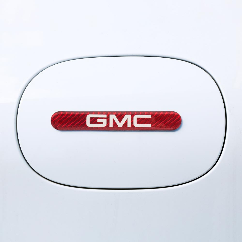 Brand New 4PCS GMC Real Carbon Fiber Red Car Trunk Side Fenders Door Badge Scratch Guard Sticker