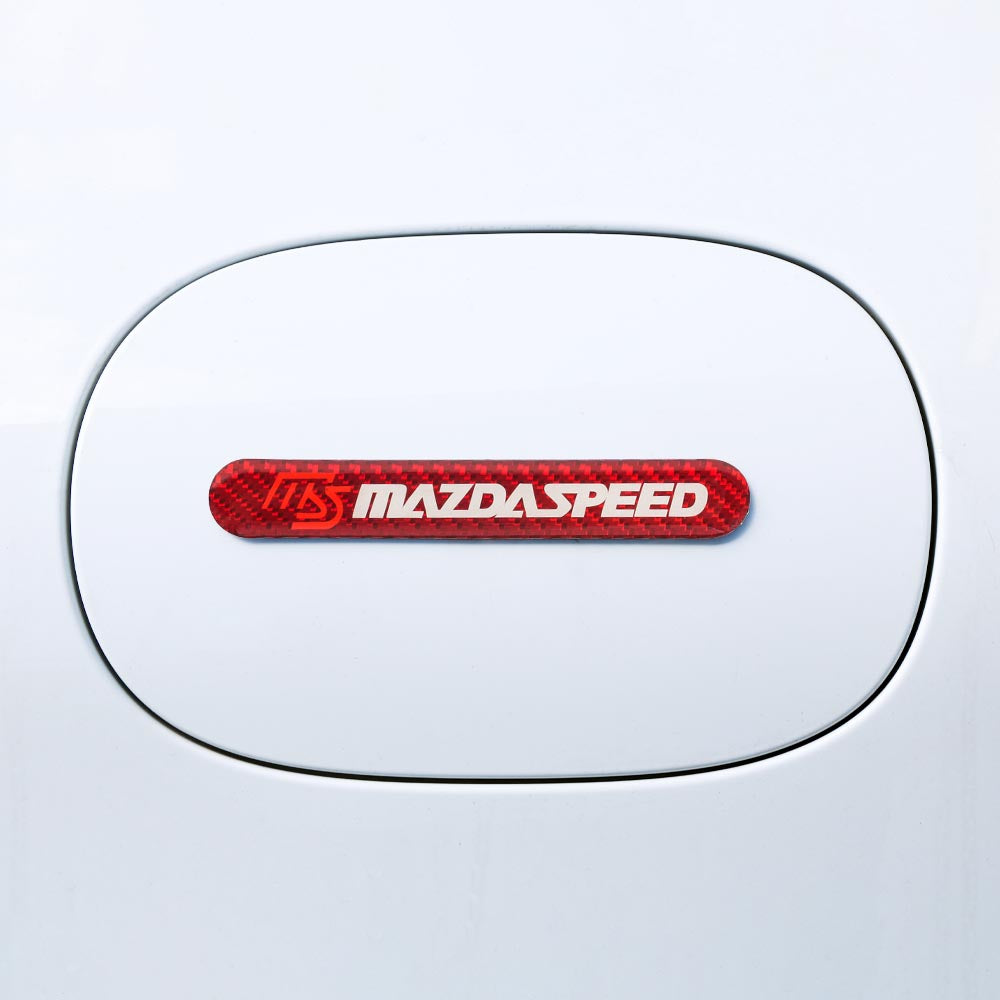 Brand New 1PCS Mazdaspeed Real Carbon Fiber Red Car Trunk Side Fenders Door Badge Scratch Guard Sticker