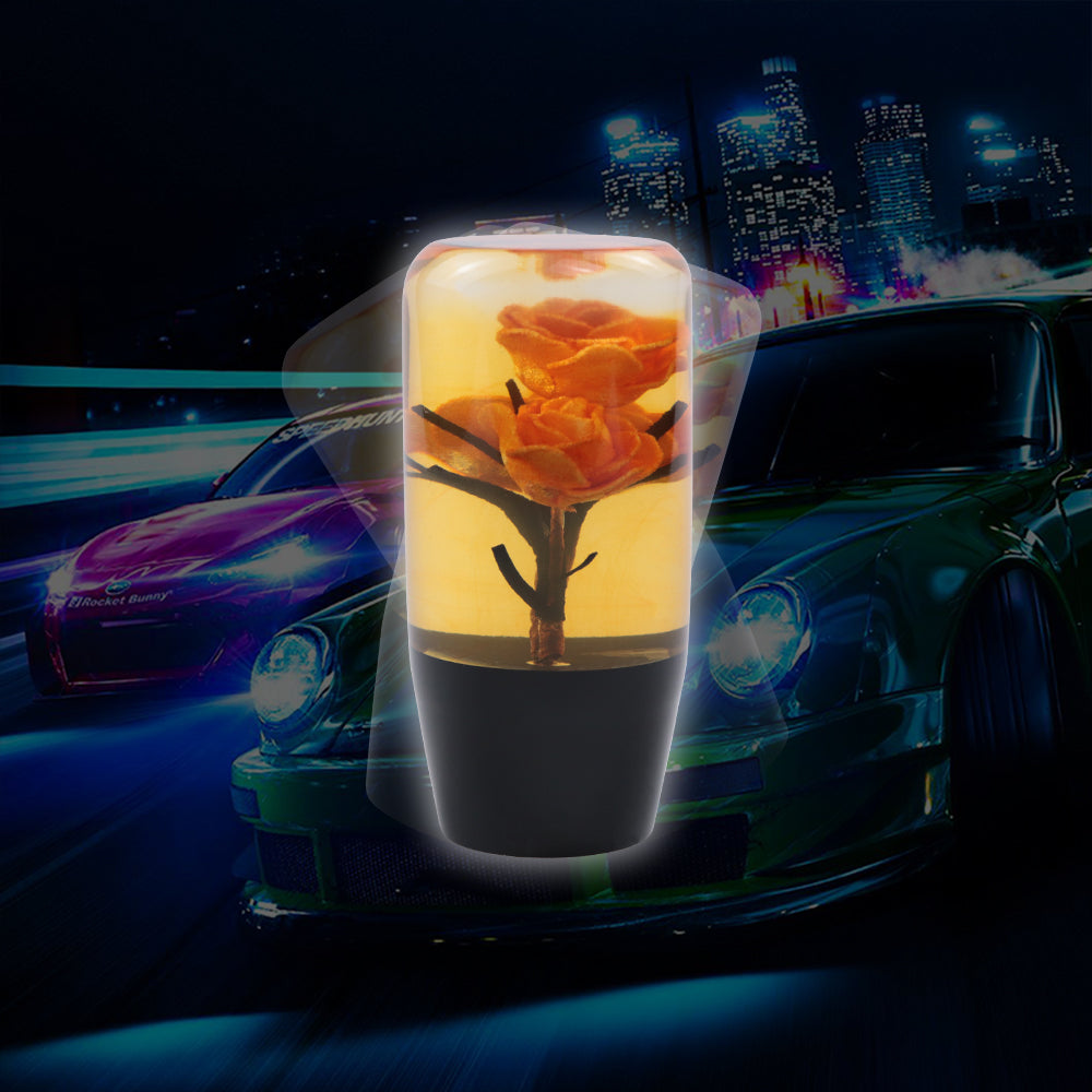 Brand New 1PCS Universal 10CM JDM Clear Orange Real Flowers Manual Car Black Base Racing Stick Shift Knob M8 M10 M12