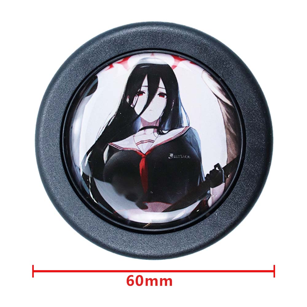 Brand New Universal Anime Hentai Car Horn Button Black Steering Wheel Center Cap