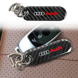 Brand New Universal 100% Real Carbon Fiber Keychain Key Ring For Audi