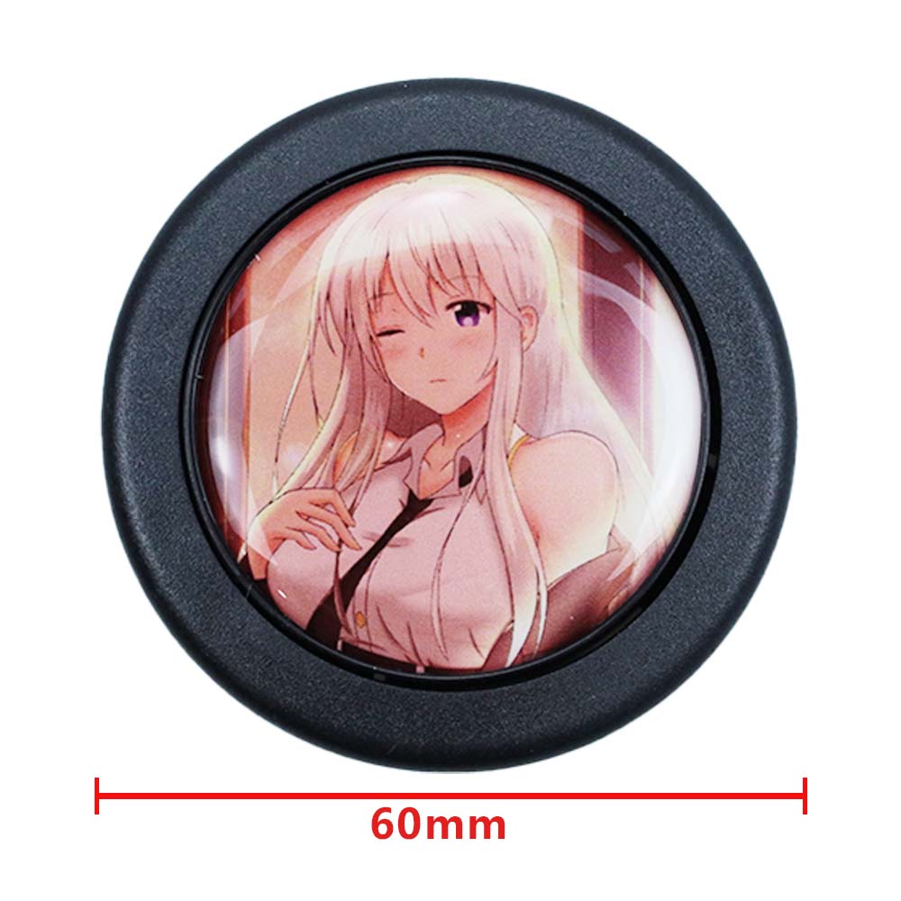 Brand New Universal Anime Hentai Car Horn Button Black Steering Wheel Center Cap