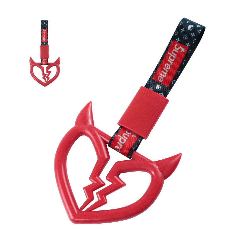 Brand New Supreme Devil Broken Heart Shaped Red JDM TSURIKAWA Subway Bus Handle Strap Charm Drift