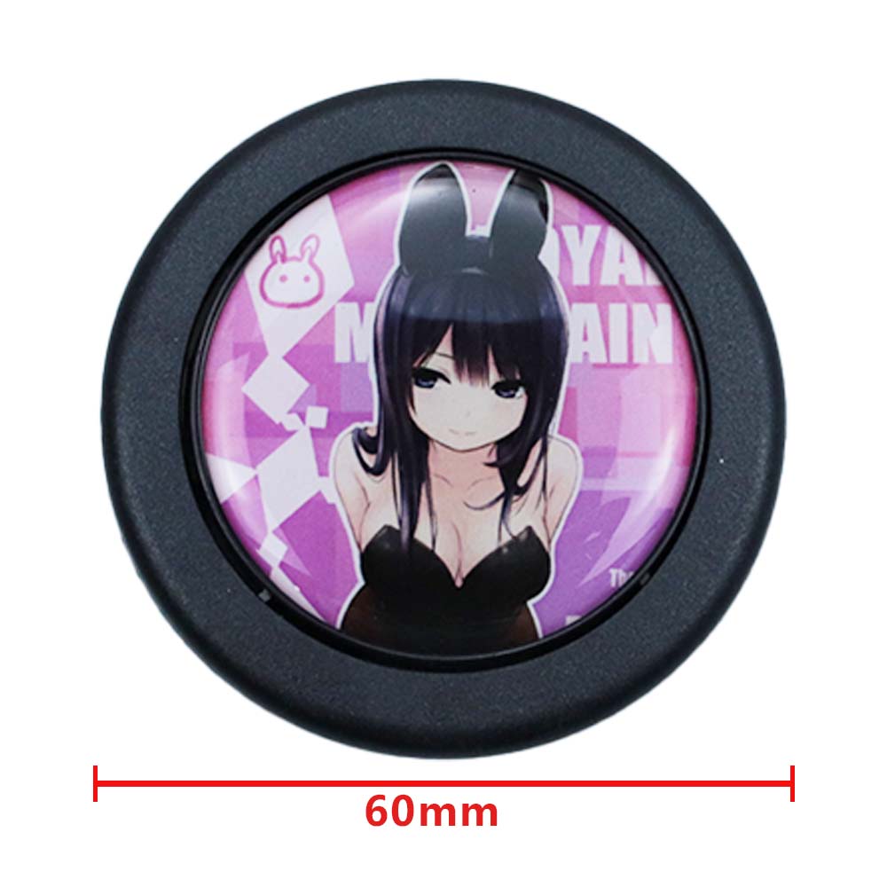 Brand New Universal Anime Hentai Car Horn Button Black Steering Wheel Center Cap