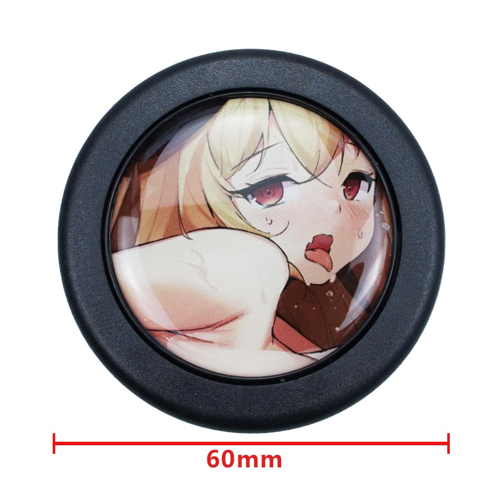 Brand New Universal Anime Hentai Car Horn Button Black Steering Wheel Center Cap