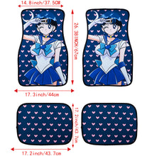 Load image into Gallery viewer, Brand New 4PCS UNIVERSAL ANIME SAILOR MERCURY Racing Fabric Car Floor Mats Interior Carpets