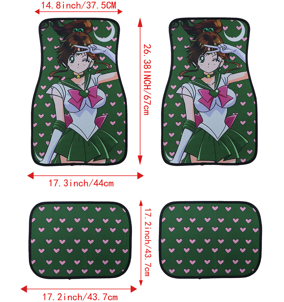 Brand New 4PCS UNIVERSAL ANIME SAILOR JUPITER Racing Fabric Car Floor Mats Interior Carpets