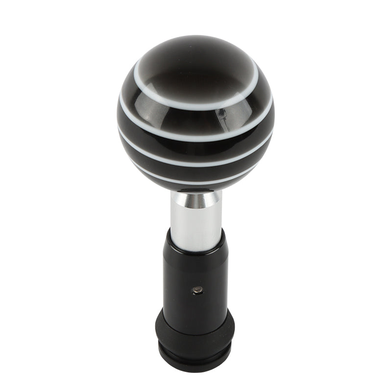 Brand New Jdm Universal Glossy Black W/White Stripes Round Ball Automatic Shift Knob Shifter