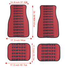 Load image into Gallery viewer, Brand New 4PCS UNIVERSAL BRIDE RED/BLACK Racing Fabric Car Floor Mats Interior Carpets