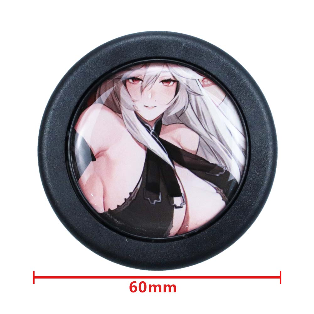 Brand New Universal Anime Hentai Car Horn Button Black Steering Wheel Center Cap