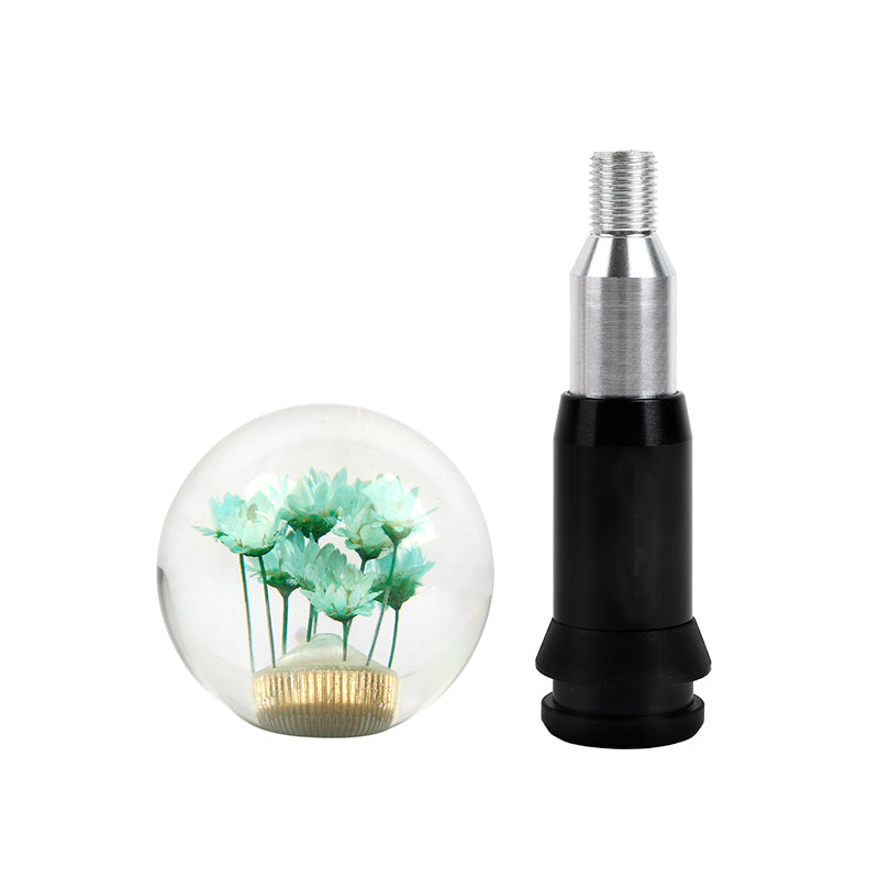 Brand New Universal Round Ball Crystal Clear Green Flowers Automatic Gear Shift Knob Shifter