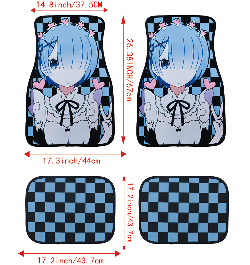 Brand New 4PCS UNIVERSAL ANIME HENTAI Racing Fabric Car Floor Mats Interior Carpets