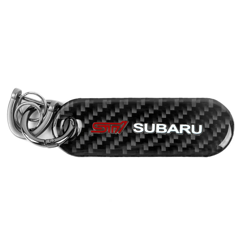 Brand New Universal 100% Real Carbon Fiber Keychain Key Ring For Subaru