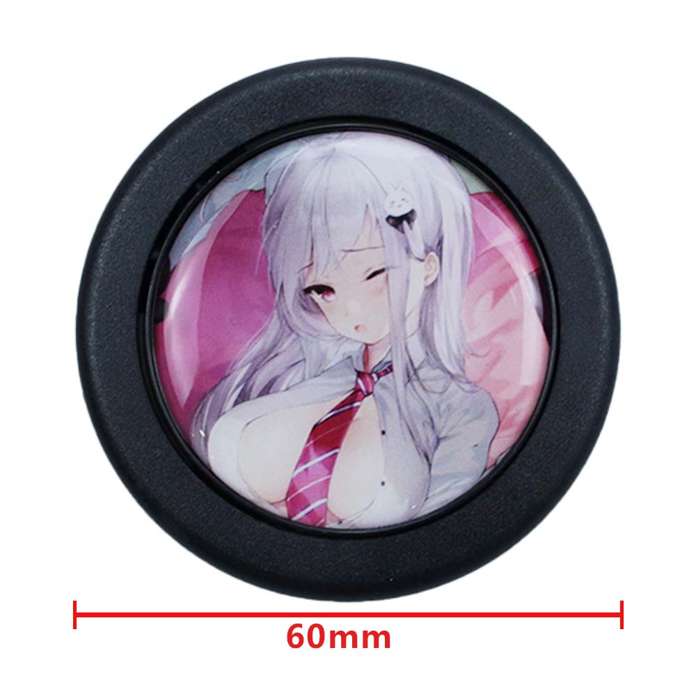 Brand New Universal Anime Hentai Car Horn Button Black Steering Wheel Center Cap