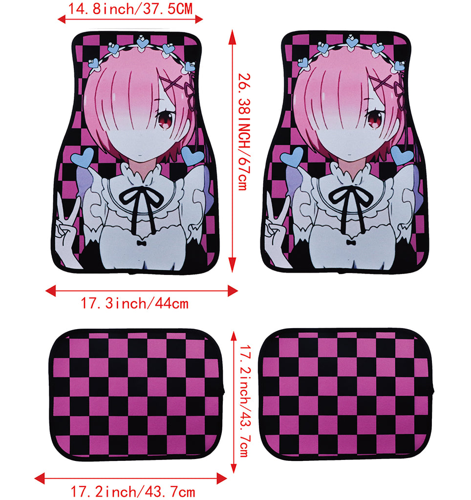 Brand New 4PCS UNIVERSAL ANIME HENTAI Racing Fabric Car Floor Mats Interior Carpets