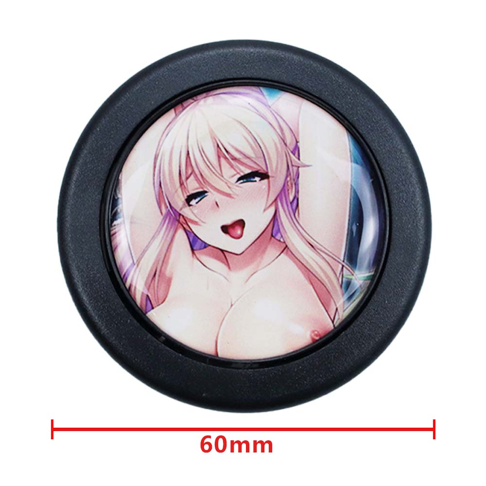 Brand New Universal Anime Hentai Car Horn Button Black Steering Wheel Center Cap