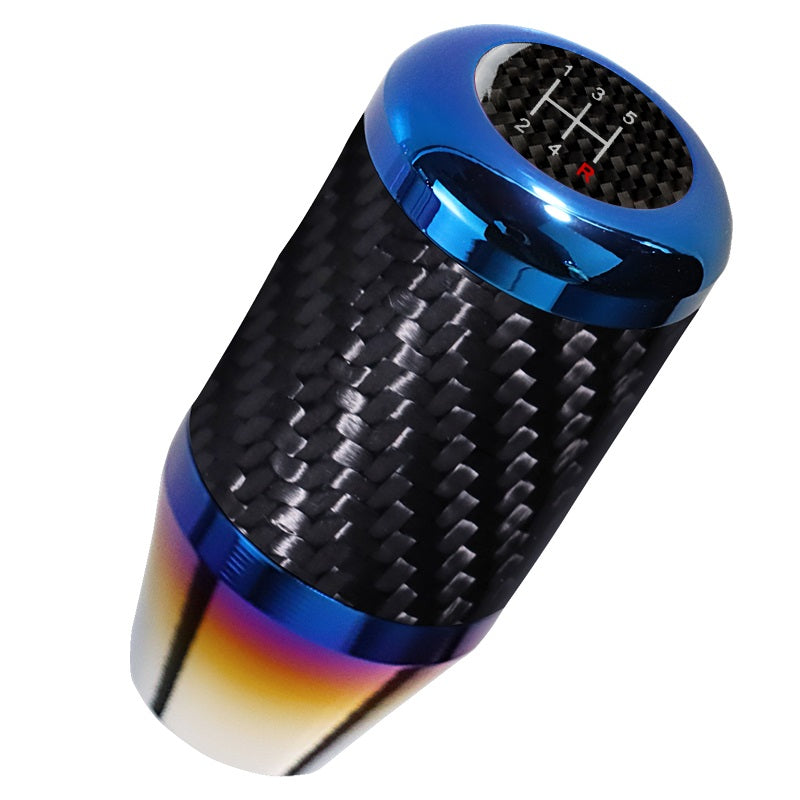 Brand New Universal 5 Speed Car Gear Manuel Stick Real Carbon Fiber / Burnt Blue Shift Knob M8 M10 M12