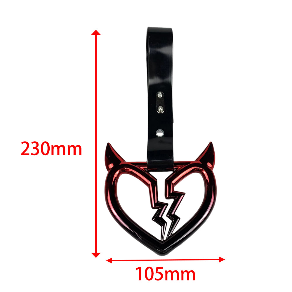 Brand New Devil Broken Heart Shaped Rainbow JDM TSURIKAWA Subway Bus Black Handle Strap Charm Drift