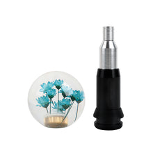 Load image into Gallery viewer, Brand New Universal Round Ball Crystal Clear Teal Flowers Automatic Gear Shift Knob Shifter