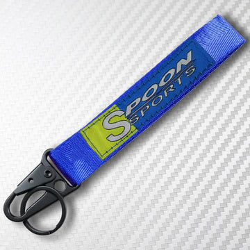 BRAND NEW JDM V3 Spoon Sports Blue Racing Keychain Metal key Ring Hook Strap Lanyard Universal