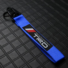 Load image into Gallery viewer, BRAND New JDM TRD Blue Racing Keychain Metal key Ring Hook Strap Lanyard Universal