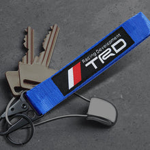 Load image into Gallery viewer, BRAND New JDM TRD Blue Racing Keychain Metal key Ring Hook Strap Lanyard Universal